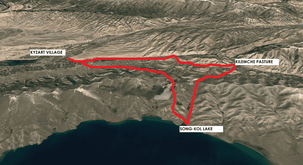 Song-Kol Lake on Horseback – 3 days map